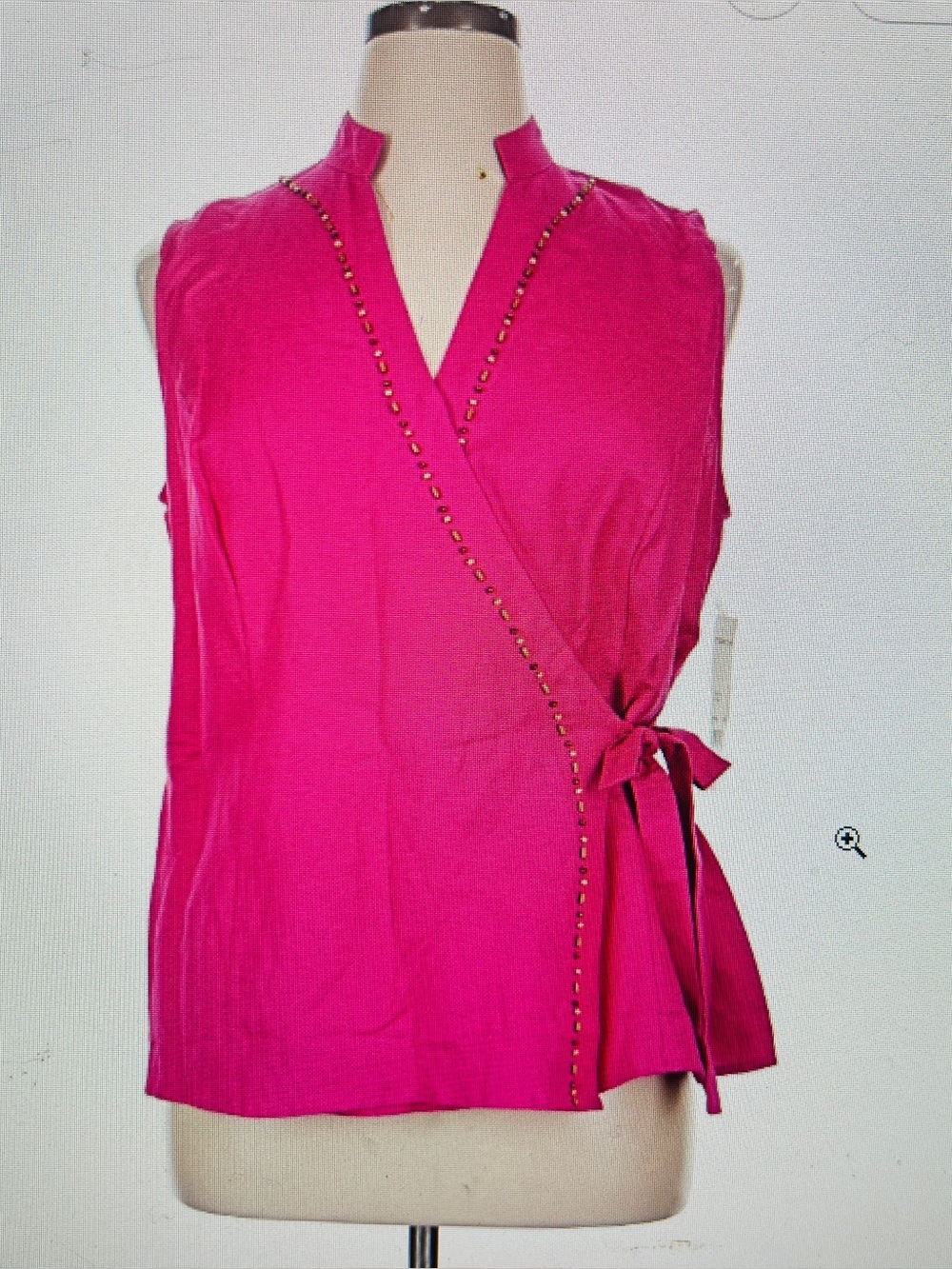 Notations Women's Pink Linen Blend Sleeveless Warp Tunic Top Size 1X NWT Beaded